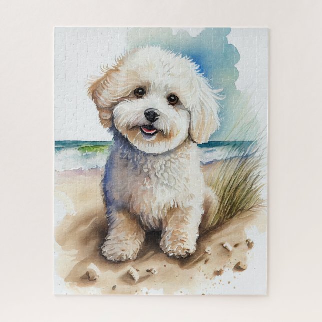 Puzzle Bichon Frise Dog Art Peinture (Vertical)