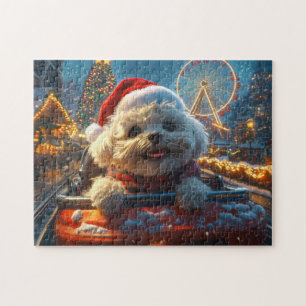 Puzzle Bichon Frise Dog Roller Dessous de verre Noël