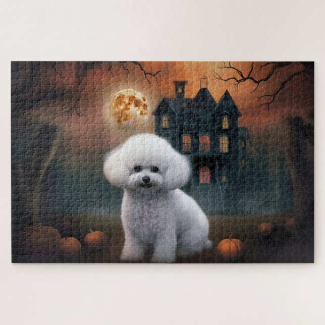 Puzzle Bichon Frise Halloween effroi (Horizontal)