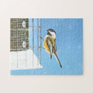 Puzzle Bickadee sur la peinture d'alimentation - Oiseaux