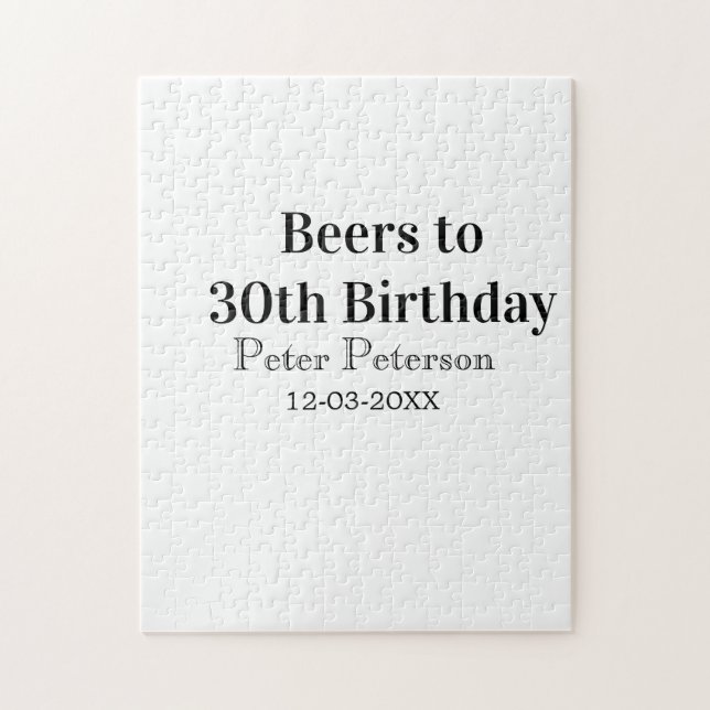 Puzzle Bière pour les 30 ans nom date homme styléSimple (Vertical)