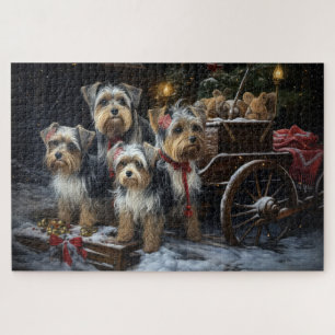 Puzzle Biewer Terrier enneigé Noël décoration de traîneau