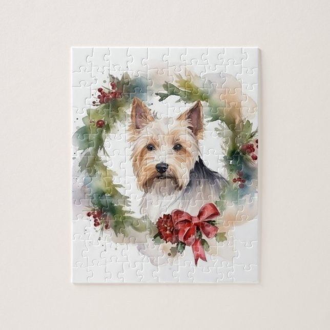 Puzzle Biewer Terrier Noël Wreath Festive Pup (Vertical)