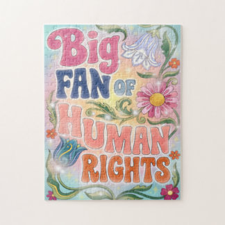 Puzzle Big Fan of Human Rights Retro Floral Quote 