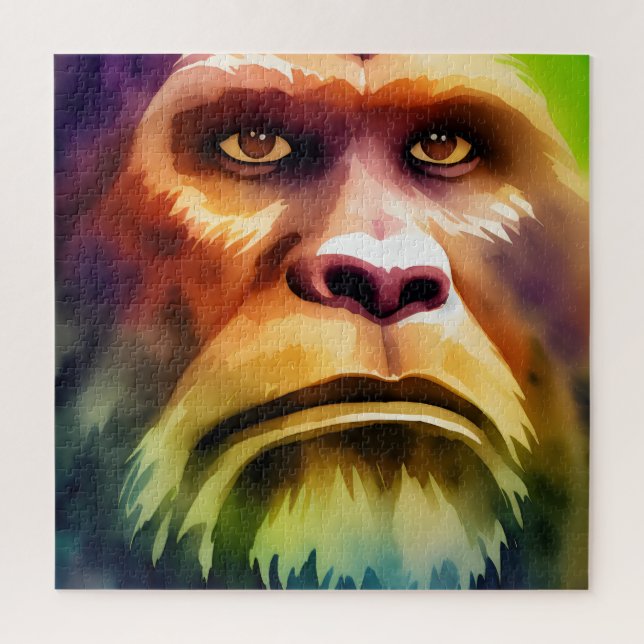 Puzzle Bigfoot Cryptid couleur aquarelle Art (Vertical)