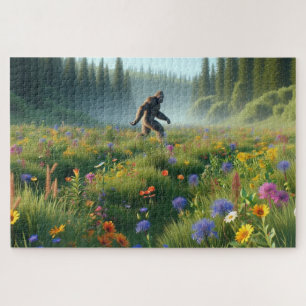 Puzzle Bigfoot en fleurs, Bigfoot dans un paysage de fleu