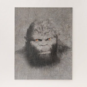 PUZZLE BIGFOOT SASQUATCH DESSIN PORTRAIT ORANGE YEUX