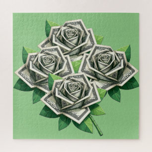 Puzzle billet de cent dollars origami argent rose art