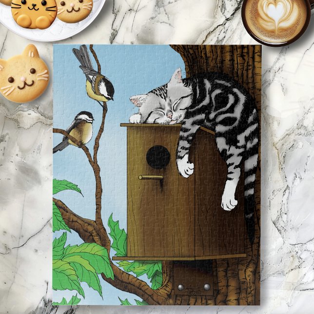 Puzzle Birdhouse Tabby Cat Napping (Créateur téléchargé)