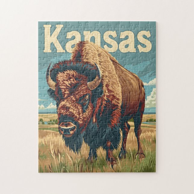 Puzzle Bison américain du Kansas (Vertical)