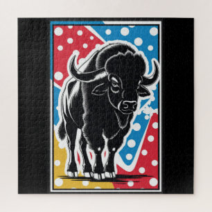Puzzle Bison - Buffalo Pop Art Vintage Retro