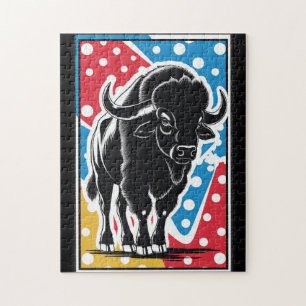 Puzzle Bison - Buffalo Pop Art Vintage Retro
