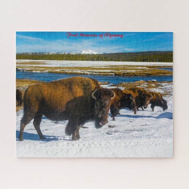 Puzzle Bison Yellowstone Wyoming. Noël Salutations Jig (Horizontal)