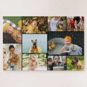 Puzzle Black Ajouter L'Année & 10 Famille Photo Collage J