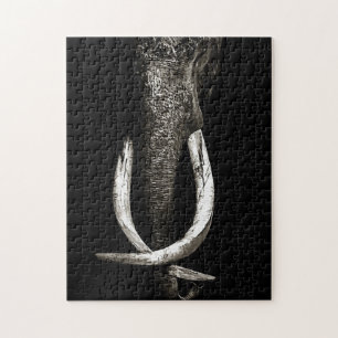 Puzzle Black and White Endangered Elephant