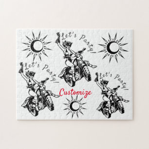 Puzzle Black Cat Biker Babe Thunder_Cove 