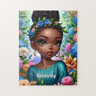 Puzzle Black girl African American avec tresses