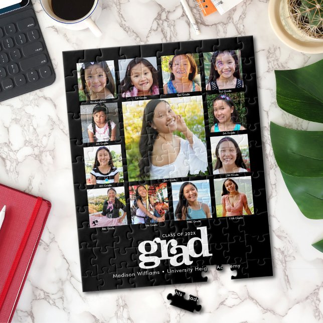 Puzzle Black Graduation K-12 Photo Collage Modern Bold (Créateur téléchargé)