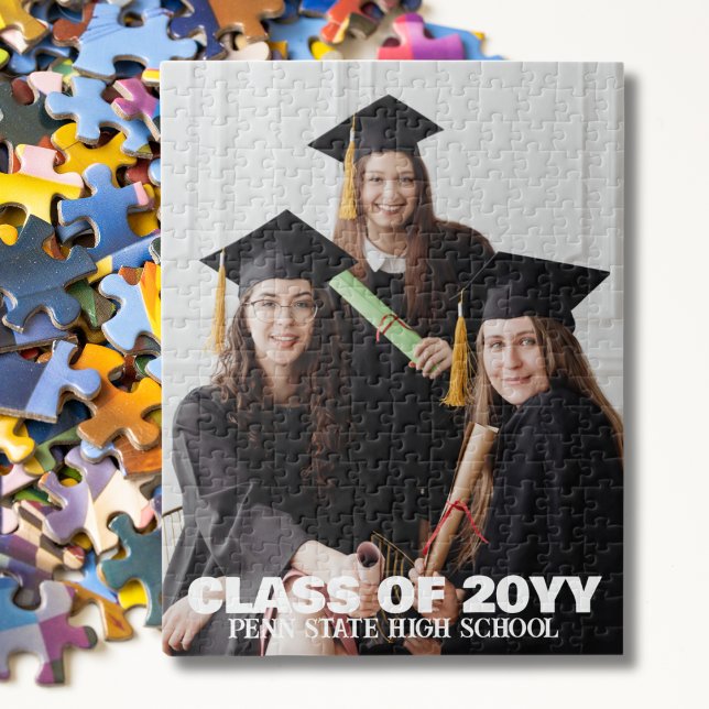 Puzzle Black Graduation Photo College BFF Modern Bold (Créateur téléchargé)