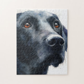 Puzzle Black labrador retriever watercolor