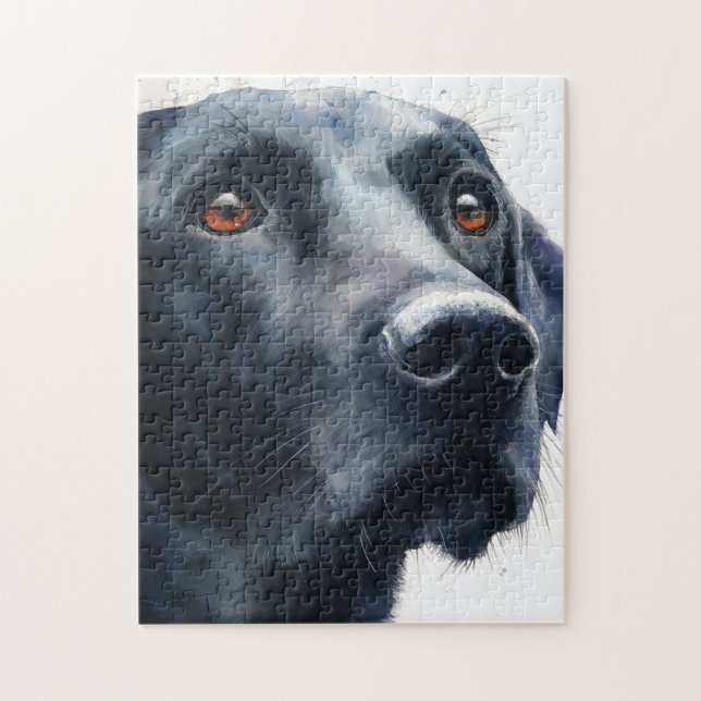 Puzzle Black labrador retriever watercolor (Vertical)