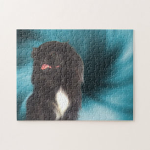 Puzzle Black Pekingese Blue Swils Dog Art