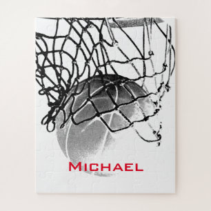Puzzle Black & White Basketball Ajouter Votre Nom