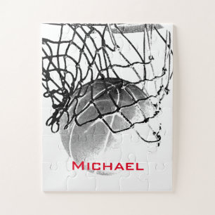 Puzzle Black & White Basketball Ajouter Votre Nom