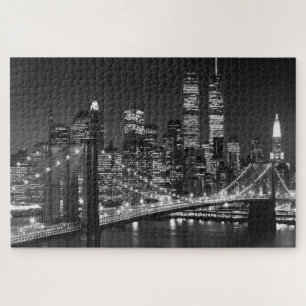 Puzzle Black White Brooklyn Bridge Nuit de New York