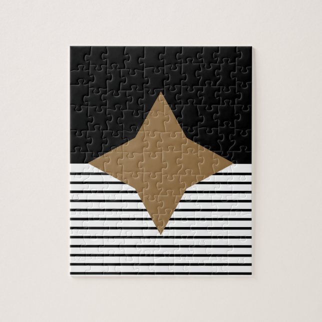 Puzzle Black White Colorblock & Brown Diamond (Vertical)