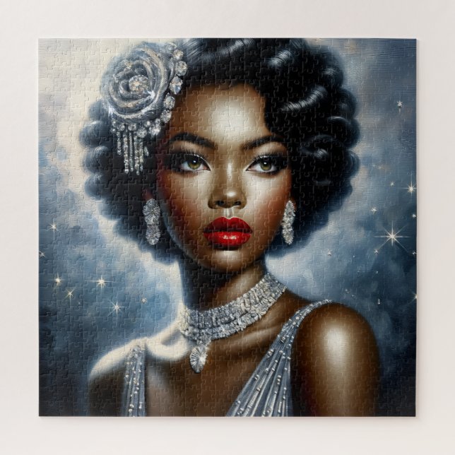 Puzzle Black Woman Glamor Portrait Art (Vertical)