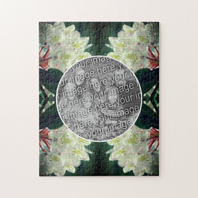 Puzzle Blanc Azalea Fleurs Cadre Ajouter Votre Photo (Vertical)