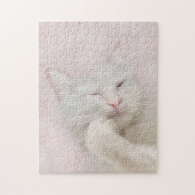Puzzle blanc de chat (Vertical)