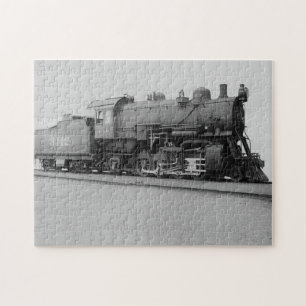 Puzzle Blanc noir de Mikado de train vintage de machine 