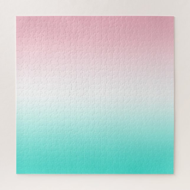 Puzzle Blanc rose et turquoise (Vertical)