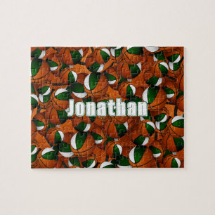 Puzzle blanc vert basket garçons filles équipe couleurs