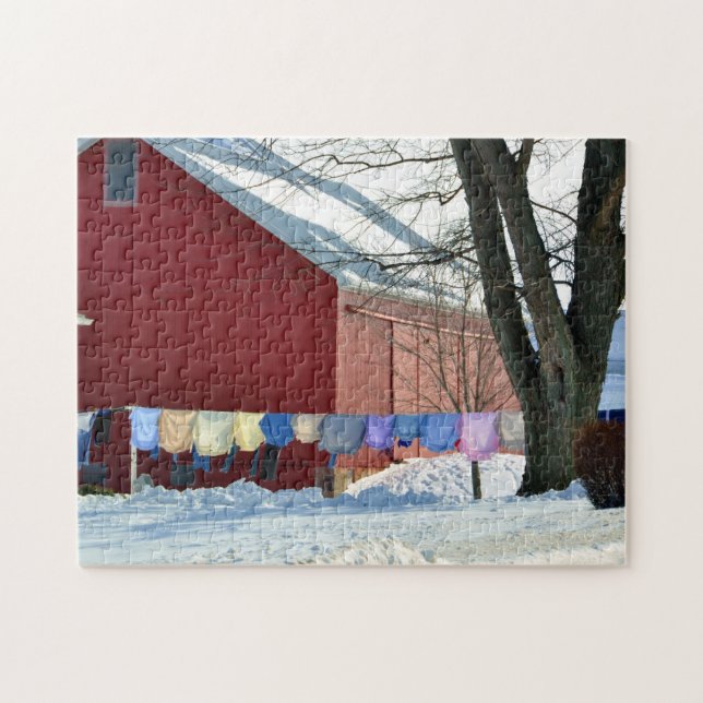 Puzzle Blanchisserie amish d'hiver (Horizontal)