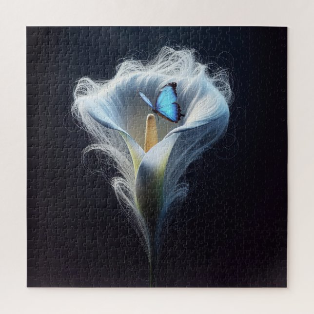 Puzzle Bleu Bleu Papillon Morpho Commun En Lily (Vertical)