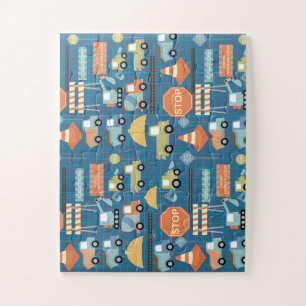 Puzzle Bleu camion de construction enfant cadeau de fête