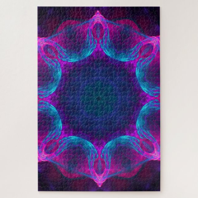 Puzzle Bleu et rose néon foncé Kaleidoscope dégradé (Vertical)