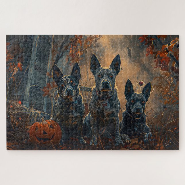 Puzzle Bleu Heeler Halloween nuit chien délice (Horizontal)