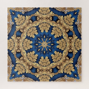 Puzzle bleu or décoratif