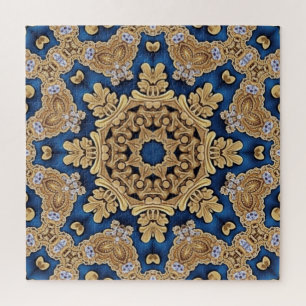Puzzle bleu or décoratif