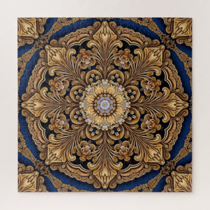 Puzzle bleu or décoratif