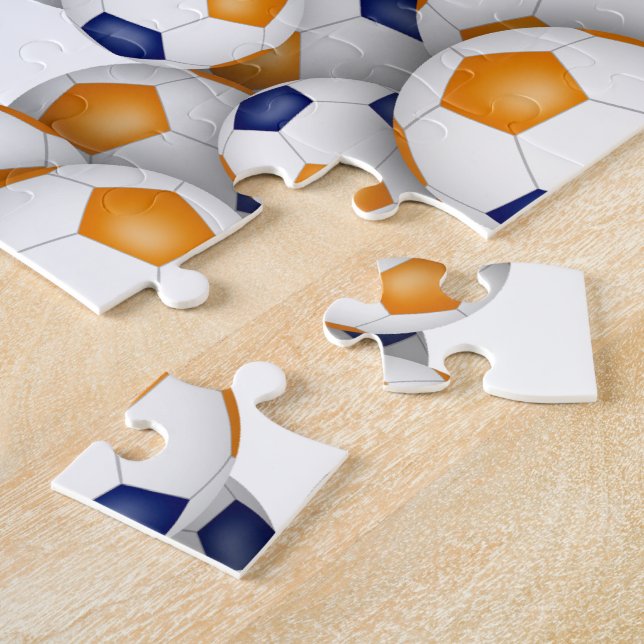 Puzzle bleu orange équipe couleurs filles garçons soccer (Côté)