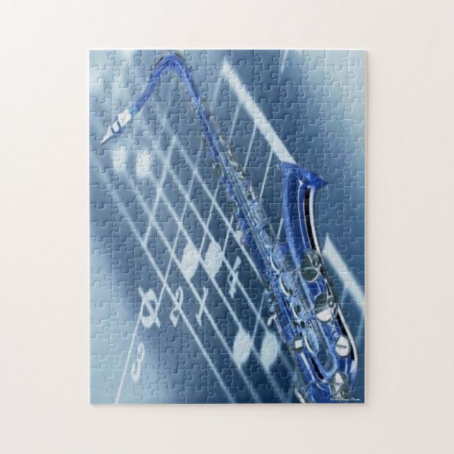 Puzzle bleu saxophone (Vertical)