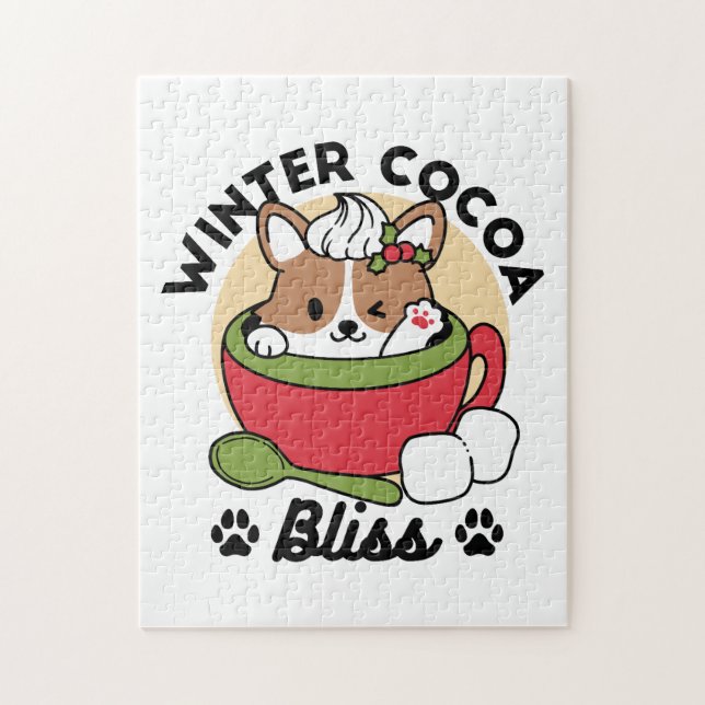 Puzzle Bliss de cacao d'hiver - Chien mignon en mode Mug (Vertical)