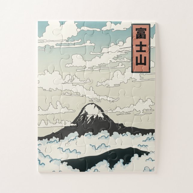 Puzzle Bloc d'art du Mont Fuji Japon. (Vertical)