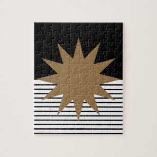 Puzzle Blocage noir blanc et soleil Brown