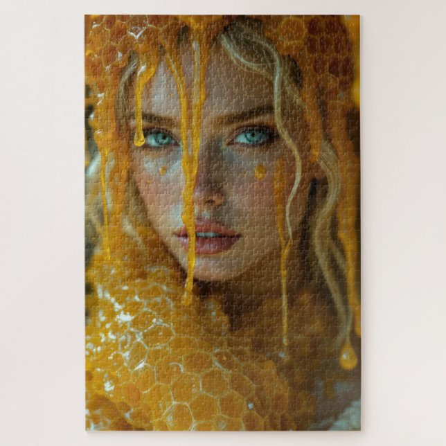 Puzzle Blonde Belle déesse dans un rayon de miel (Vertical)